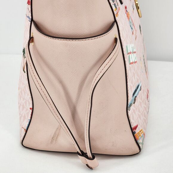 Michael Kors Gilly Beach Pink Logo Large Drawstring Travel Tote Bag - Picture 10 of 15